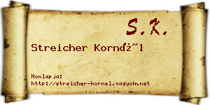 Streicher Kornél névjegykártya