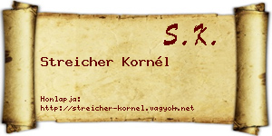 Streicher Kornél névjegykártya